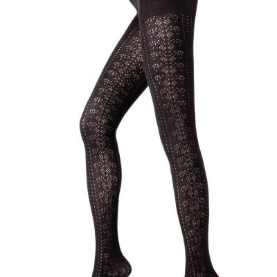 Conte TIGHTS Perfect | Stylish AJOUR Warm Cotton Black PANTYHOSE